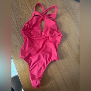 Red Brazilian bodysuit for workouts or styling one size fits all